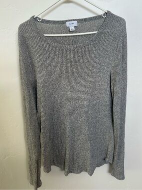 Old Navy Heather Gray Ribbed Knit Long Sleeve Top- Women’s Large Tall